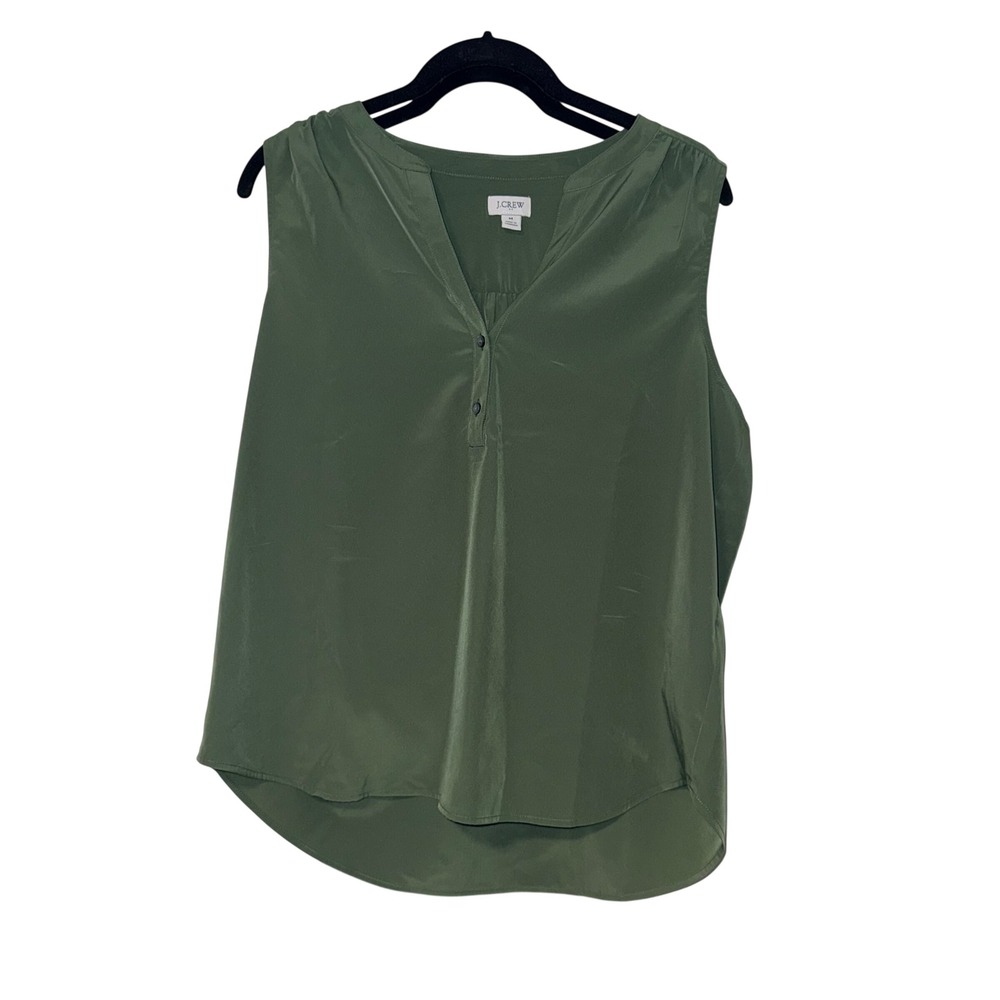 J.Crew Sleeveless Blouse Womens M Olive Green Polyester